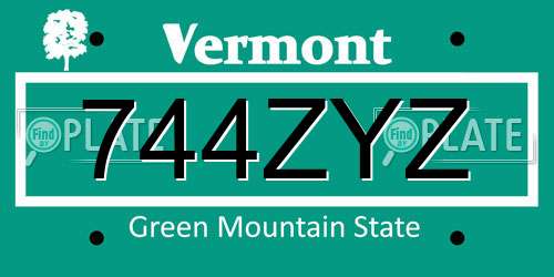744ZYZ Vermont License Plate