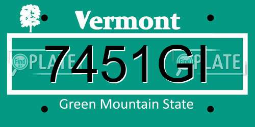 7451GI Vermont License Plate