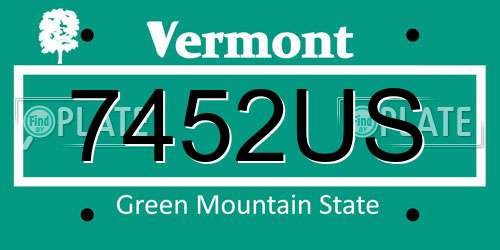 7452US Vermont License Plate