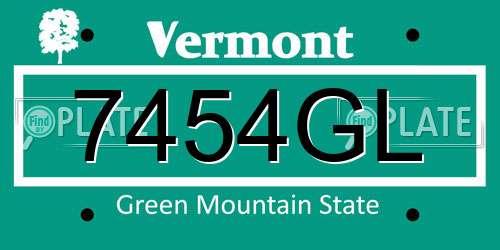 7454GL Vermont License Plate