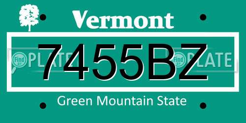 7455BZ Vermont License Plate