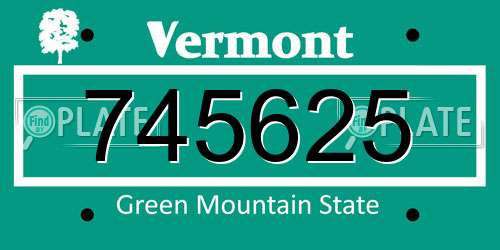 745625 Vermont License Plate
