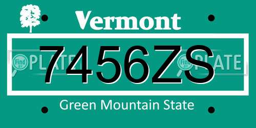 7456ZS Vermont License Plate