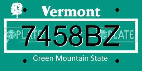 7458BZ Vermont License Plate