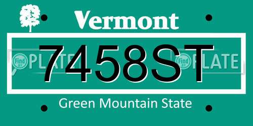 7458ST Vermont License Plate
