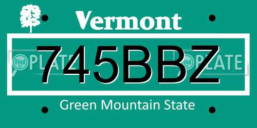 745BBZ Vermont License Plate