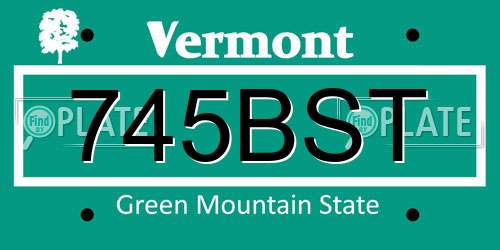 745BST Vermont License Plate