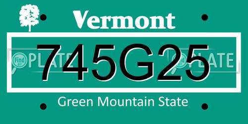 745G25 Vermont License Plate