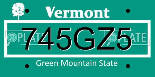 745GZ5 Vermont License Plate