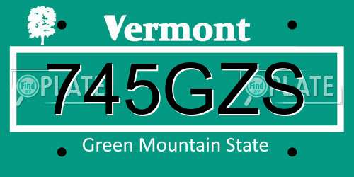 745GZS Vermont License Plate