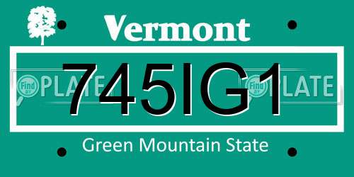 745IG1 Vermont License Plate