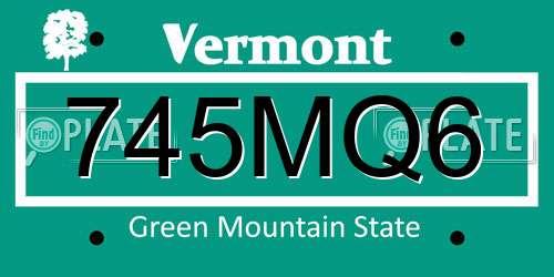 745MQ6 Vermont License Plate