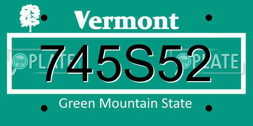 745S52 Vermont License Plate