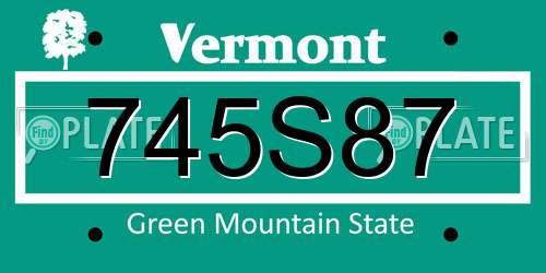 745S87 Vermont License Plate