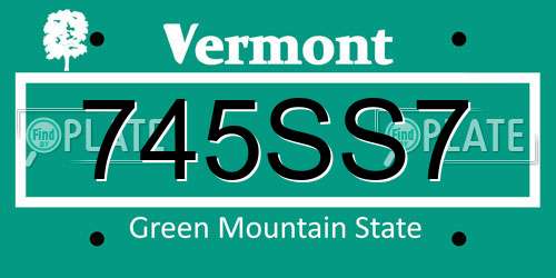 745SS7 Vermont License Plate