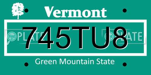 745TU8 Vermont License Plate