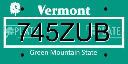 745ZUB Vermont License Plate