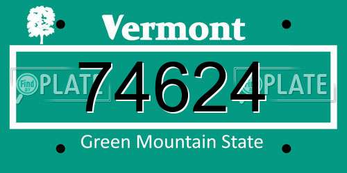 74624 Vermont License Plate