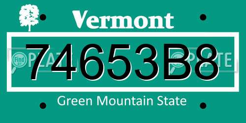 74653B8 Vermont License Plate