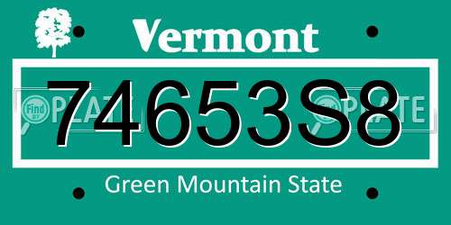 74653S8 Vermont License Plate