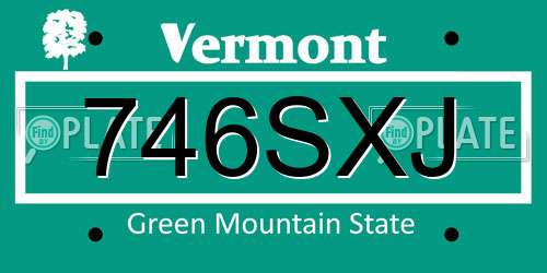 746SXJ Vermont License Plate