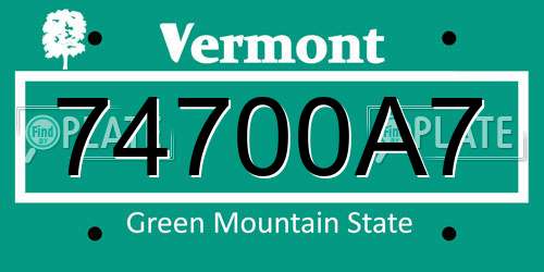 74700A7 Vermont License Plate