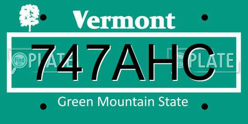 747AHC Vermont License Plate