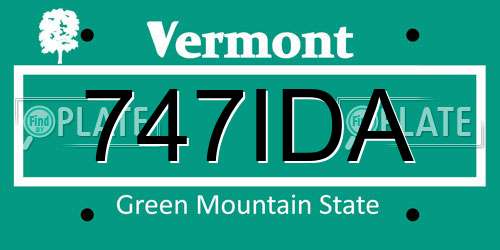 747IDA Vermont License Plate