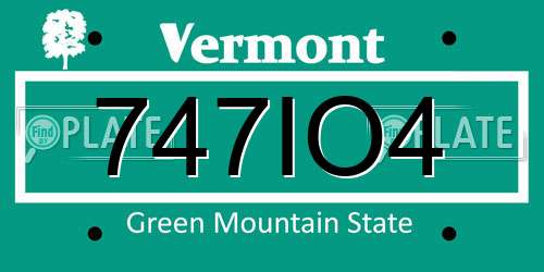 747IO4 Vermont License Plate