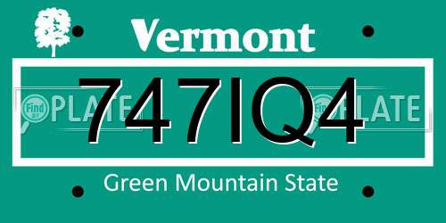 747IQ4 Vermont License Plate