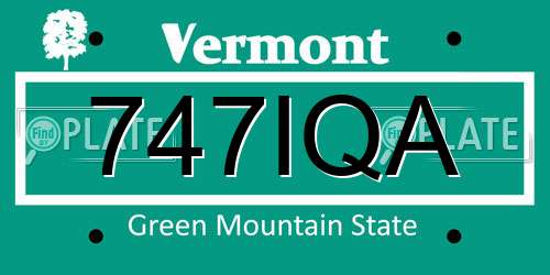 747IQA Vermont License Plate