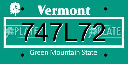 747L72 Vermont License Plate