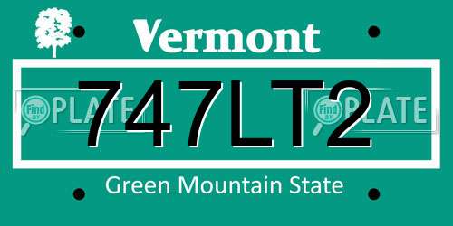 747LT2 Vermont License Plate