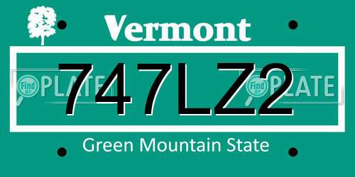 747LZ2 Vermont License Plate