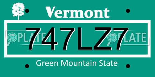 747LZ7 Vermont License Plate