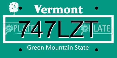 747LZT Vermont License Plate