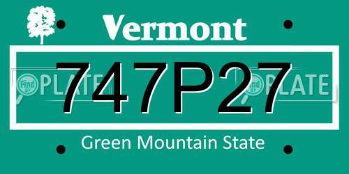 747P27 Vermont License Plate