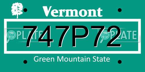 747P72 Vermont License Plate