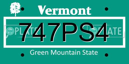 747PS4 Vermont License Plate