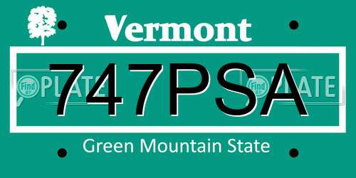 747PSA Vermont License Plate