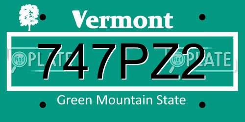 747PZ2 Vermont License Plate