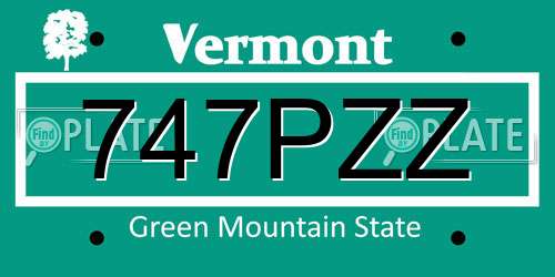 747PZZ Vermont License Plate