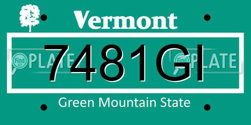 7481GI Vermont License Plate