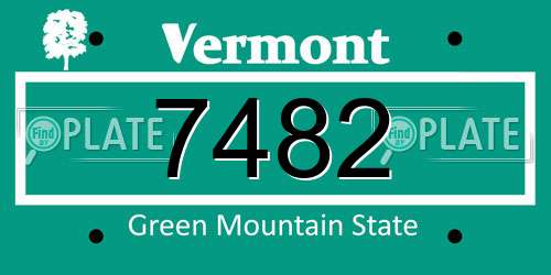 7482 Vermont License Plate