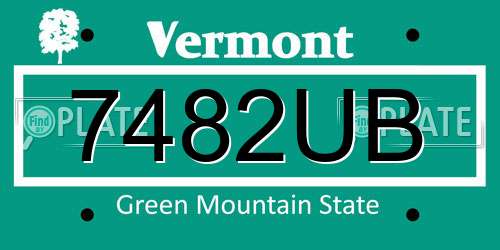 7482UB Vermont License Plate