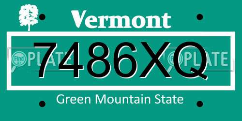7486XQ Vermont License Plate