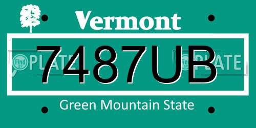 7487UB Vermont License Plate