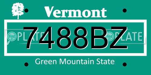 7488BZ Vermont License Plate