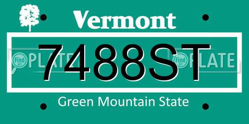 7488ST Vermont License Plate