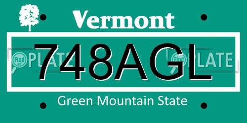 748AGL Vermont License Plate